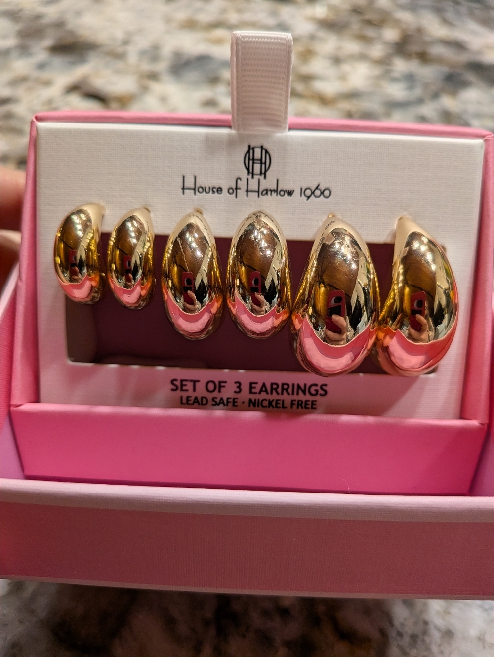 New In Box! House of Harlow 1960 Gold Hoop Earring Set - Polished Gold